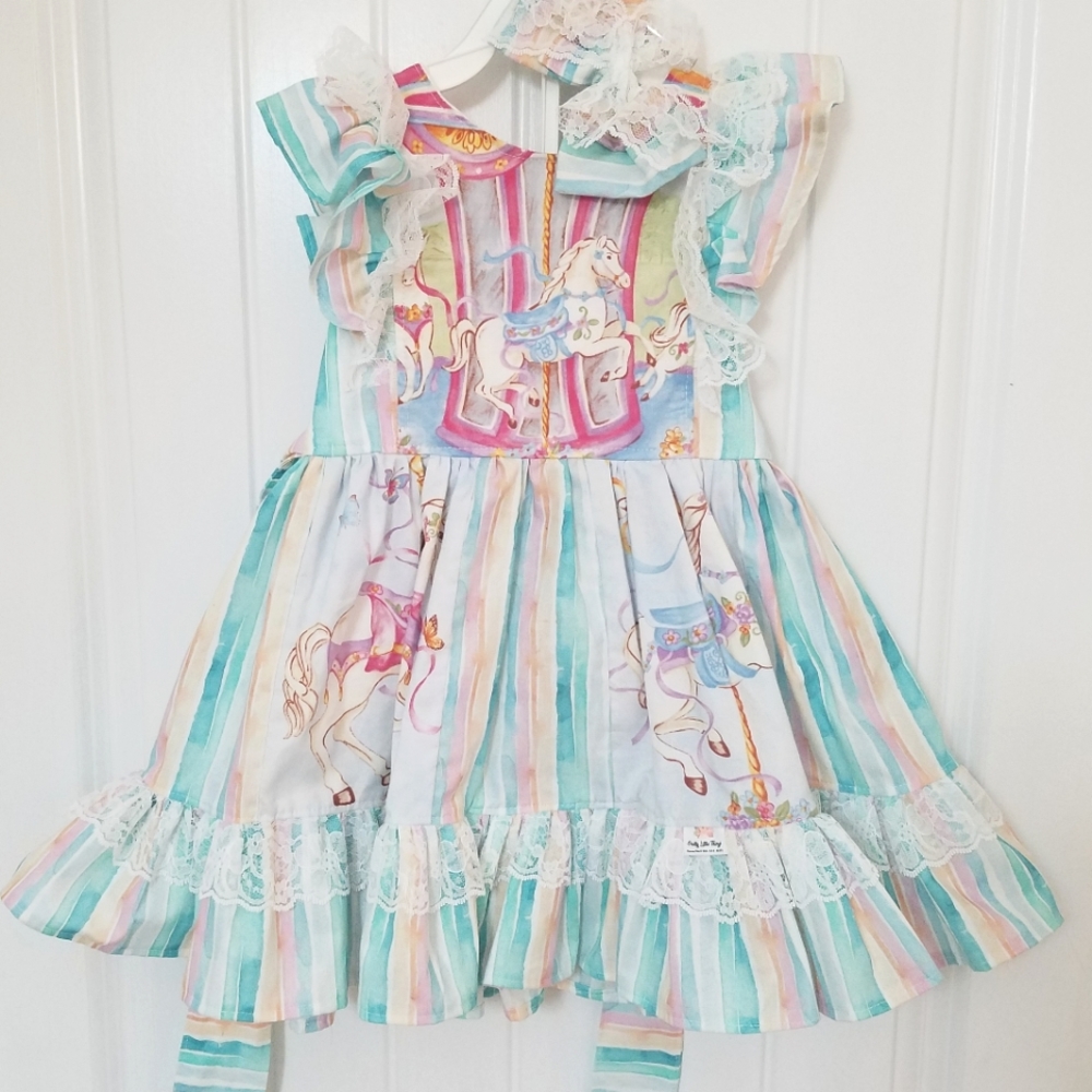 Custom girls 2t 3t Carousel dress pageant OOC bow